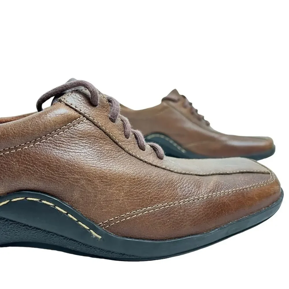 NATURALIZER FEDDRA Brown Tan Genuine Leather Lace Up Casual Shoes Comfort sz 9 N